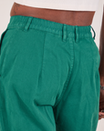 Heavyweight Trousers in Hunter Green back view close up on Jerrod
