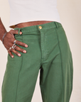 Western Pants in Dark Emerald Green front close up on Jerrod