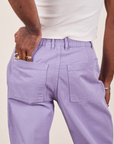 Western Pants in Faded Grape back close up on Jerrod