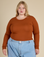 Juliet is 5'7" and wearing S Burnt Terracotta Long Sleeve Baby Tee