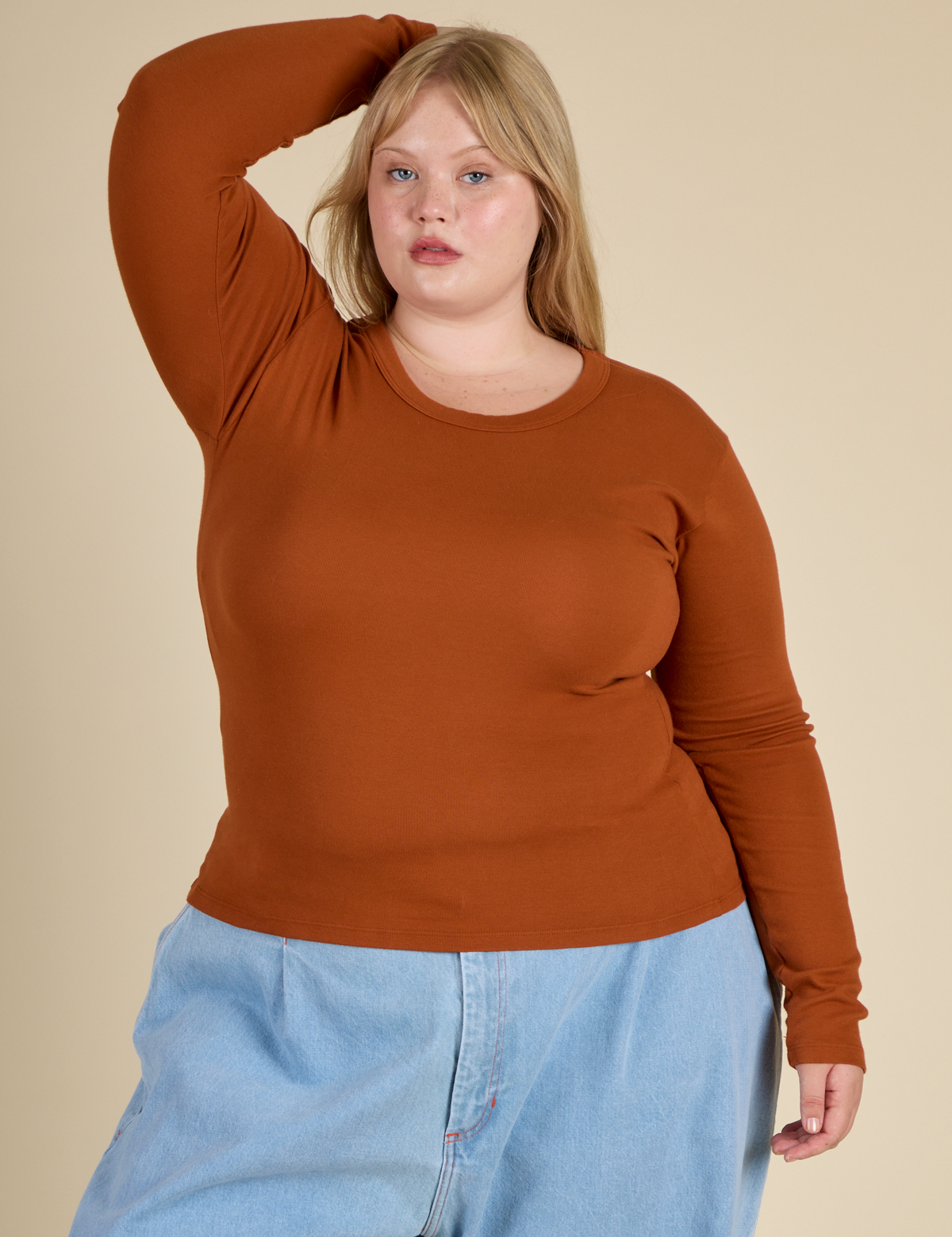 Juliet in the Burnt Terracotta Long Sleeve Baby Tee