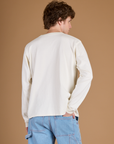 Back view of the Vintage Tee White Long Sleeve Burly Tee on Quinn