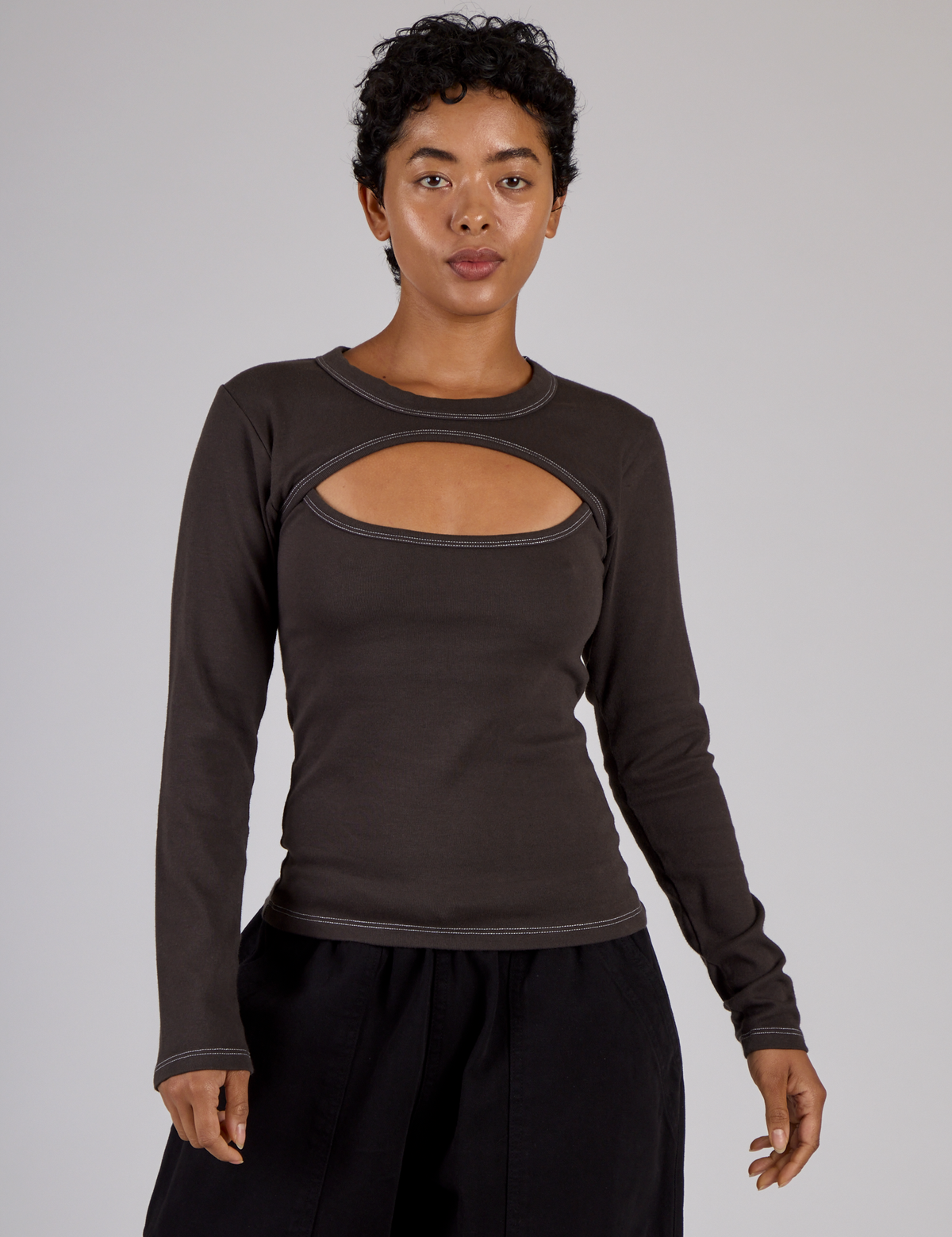 Porthole Long Sleeve Tee - Espresso Brown