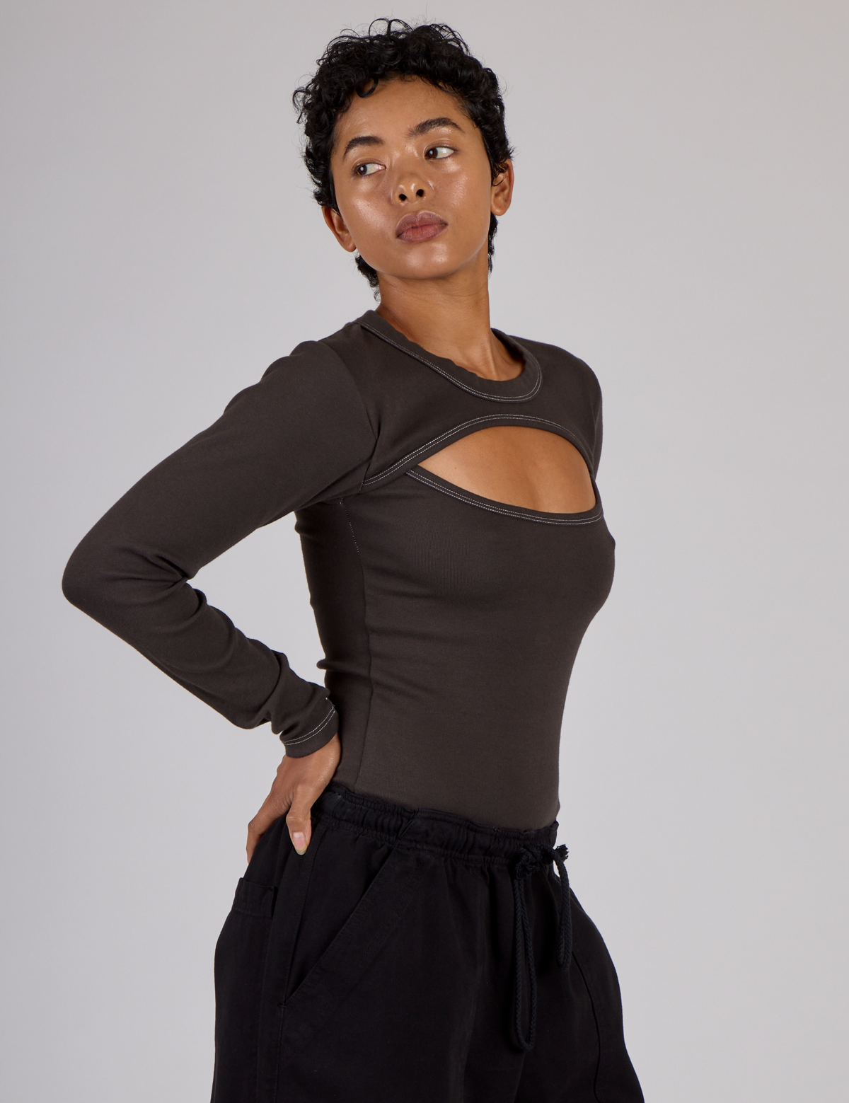 Porthole Long Sleeve Tee - Espresso Brown
