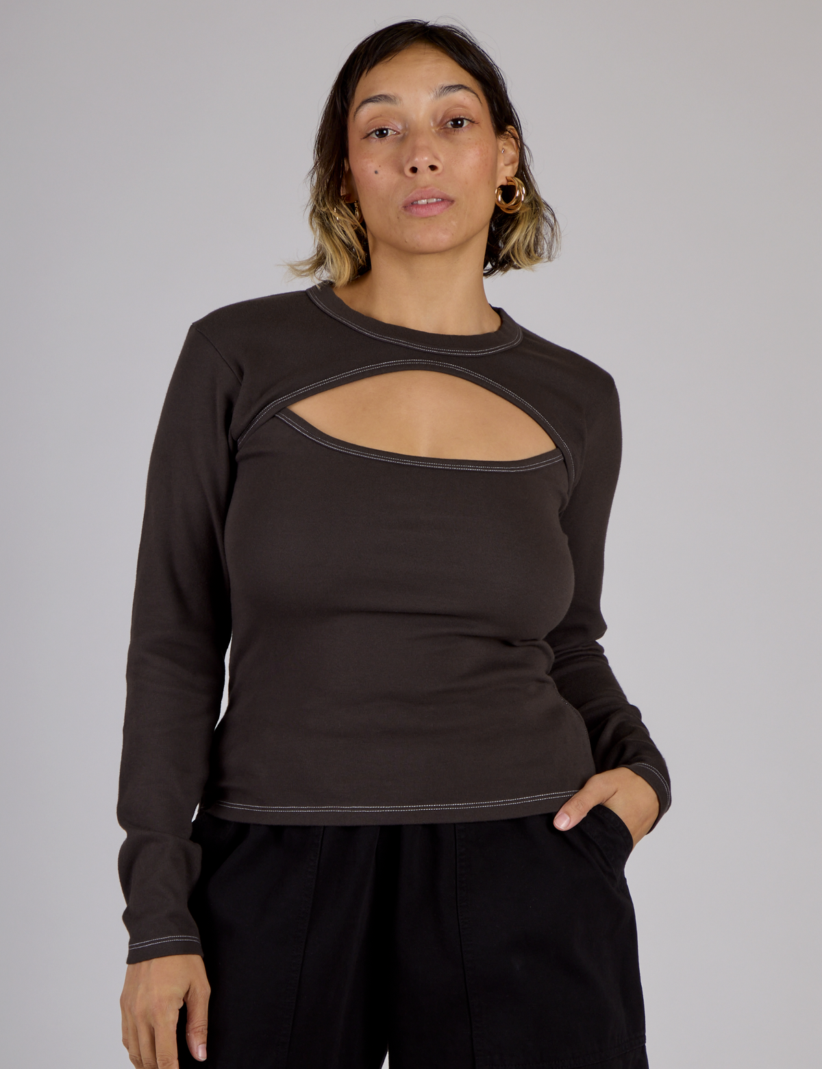 Porthole Long Sleeve Tee - Espresso Brown