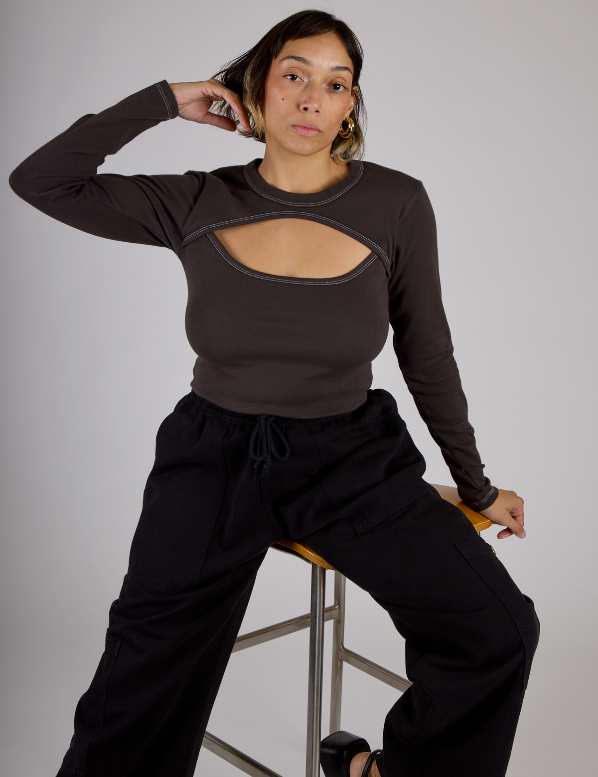 Porthole Long Sleeve Tee - Espresso Brown