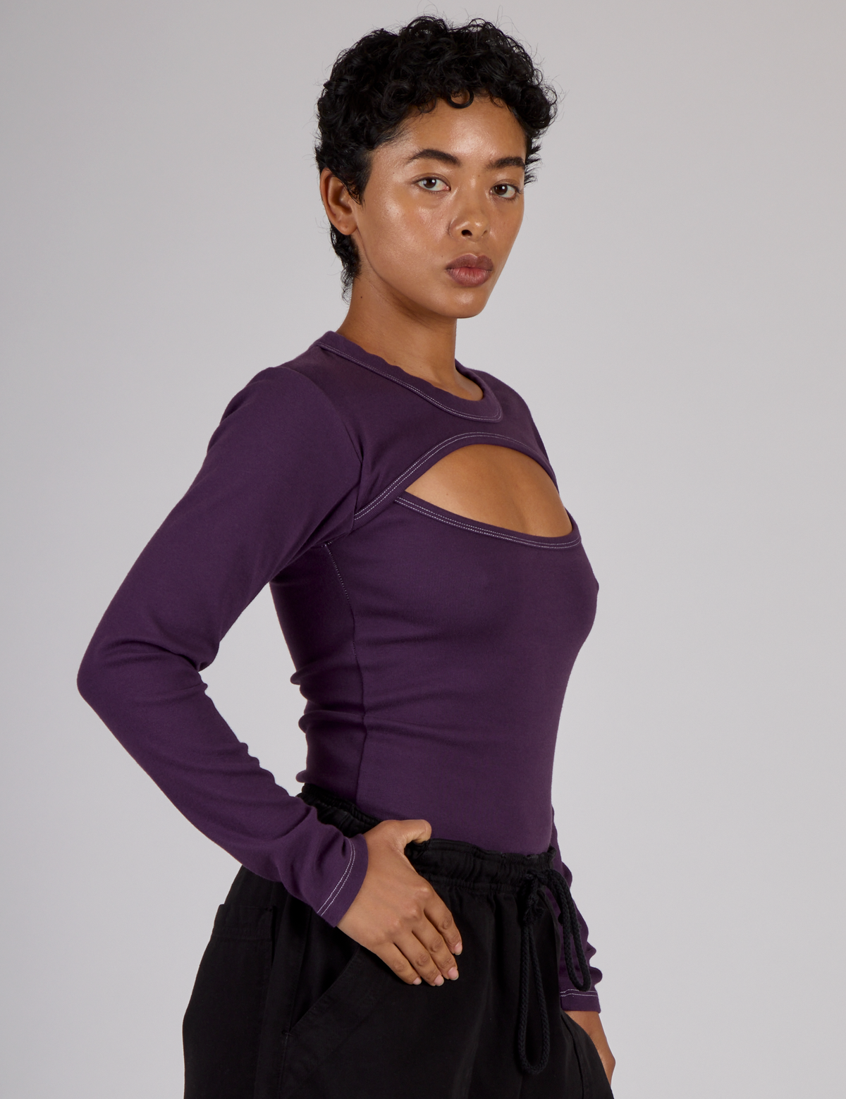 Porthole Long Sleeve Tee - Nebula Purple