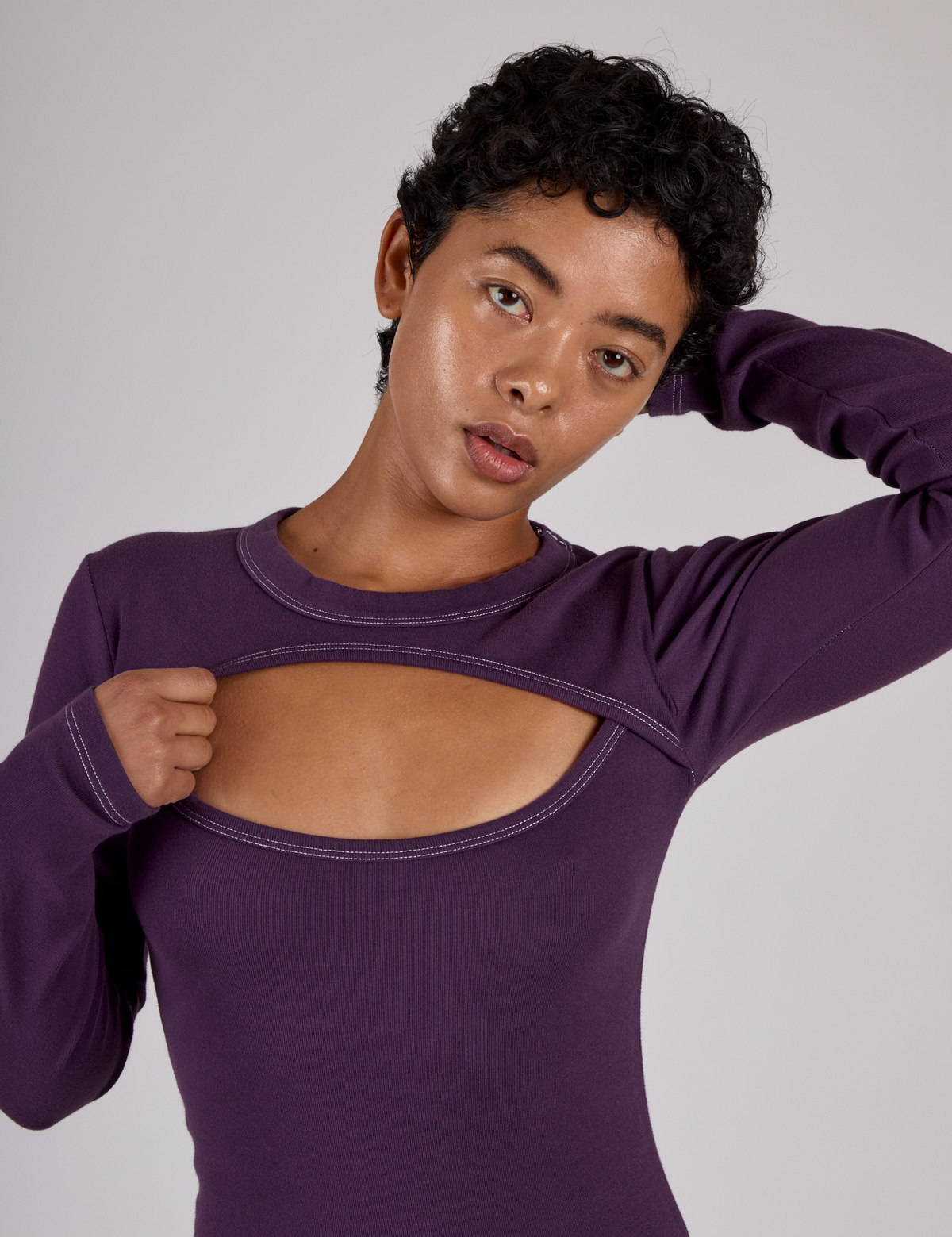 Porthole Long Sleeve Tee - Nebula Purple