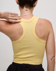 Close up back view of the Butter Yellow Deep Cut Racerback