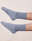Periwinkle Thick Crew Socks on Model