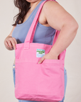Everyday Tote Bag in Bubblegum Pink worn by model