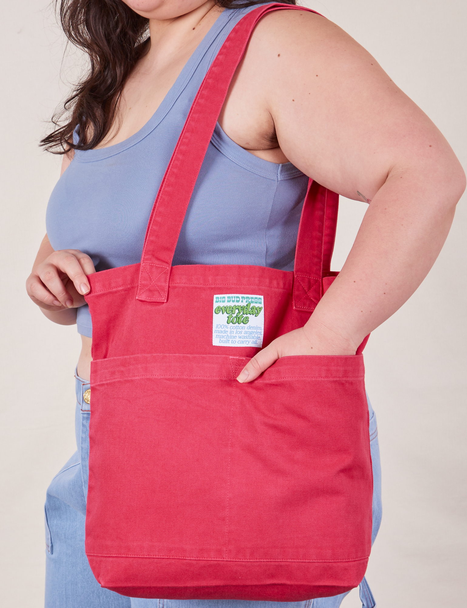 Everyday Tote Bag in Hot Pink worn by model