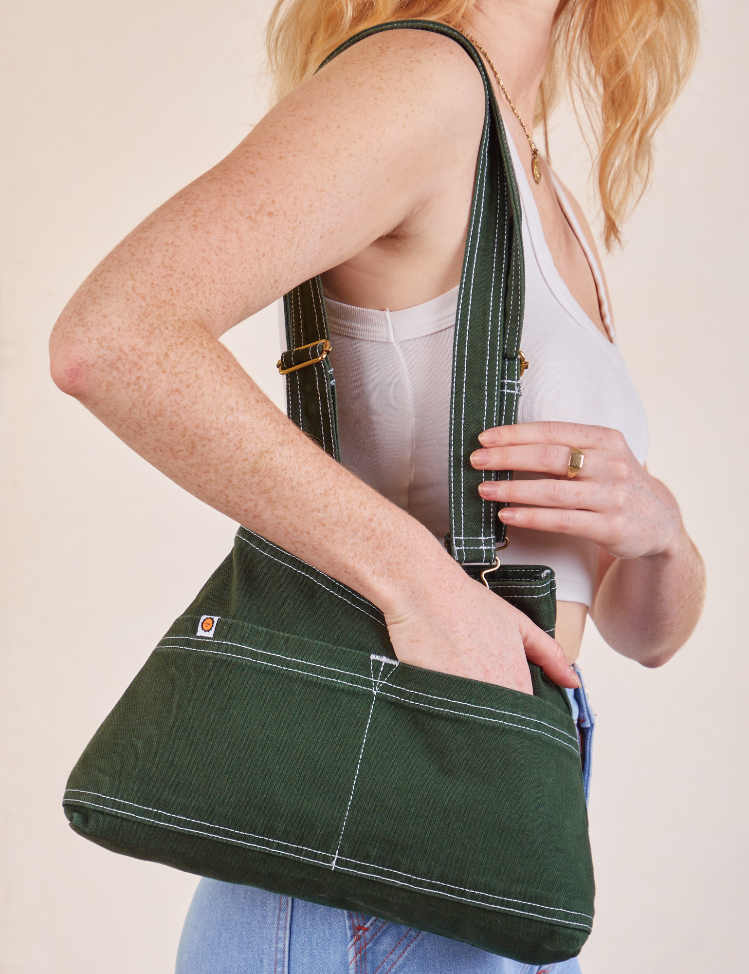 Overall Handbag with the upgraded adjustable strap in Swamp Green