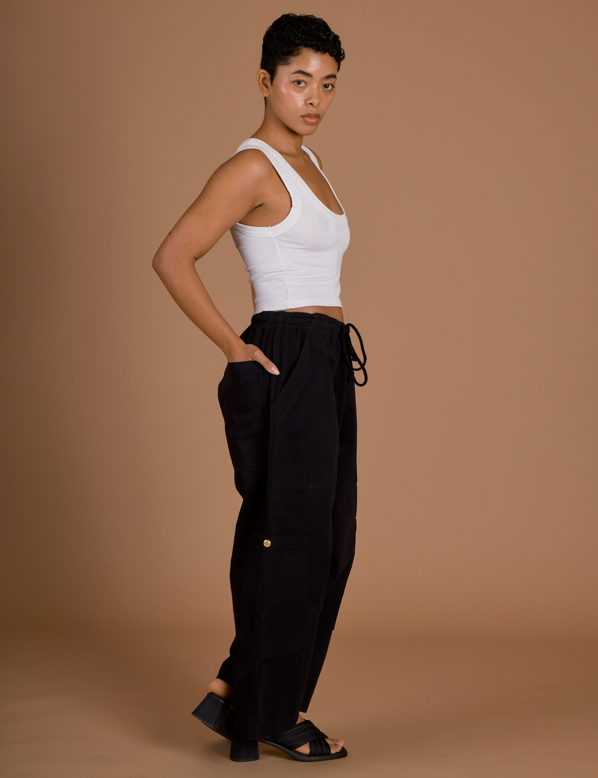 Drop Pocket Cargo Pants - Basic Black