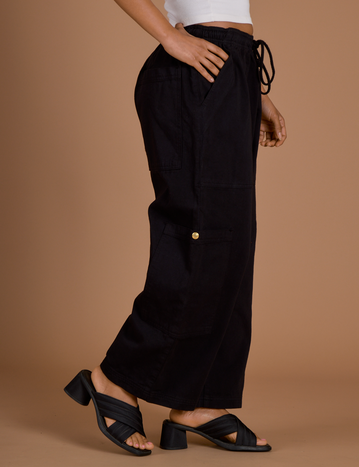 Drop Pocket Cargo Pants - Basic Black