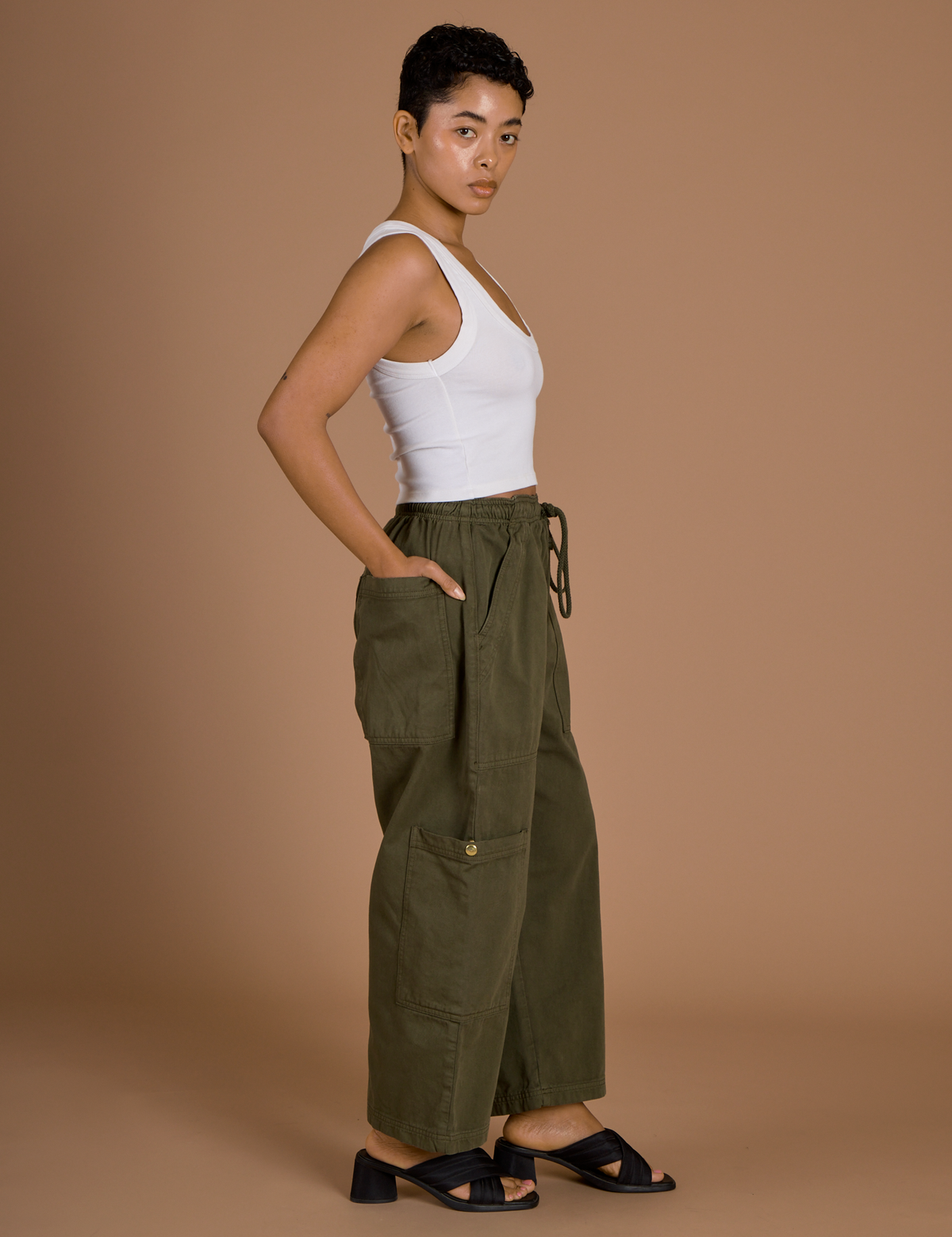 Drop Pocket Cargo Pants - Surplus Green