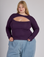 Juliet is 5'7" and wearing L Nebula Purple Long Sleeve Porthole Tee