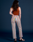 Work Pants in Rainbow Stripe back view on Alex