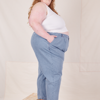 Side view of Denim Trouser Jeans in Light Wash on Catie