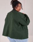 Denim Work Jacket in Swamp Green back view on Morgan