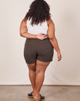 Back view of Classic Work Shorts in Espresso Brown and Tank Top in vintage off-white on Morgan