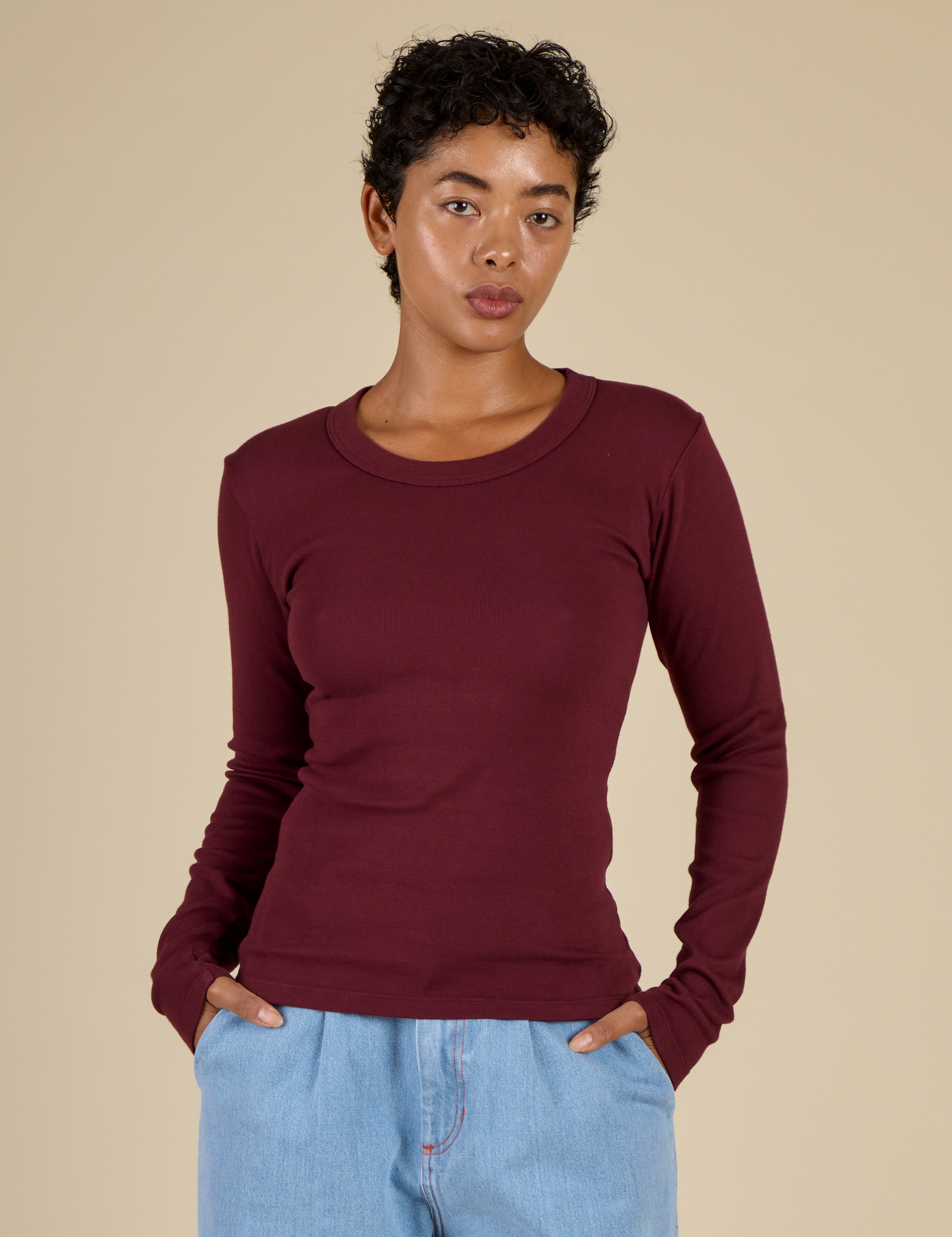 Mika in the Red wine Long Sleeve Baby Tee