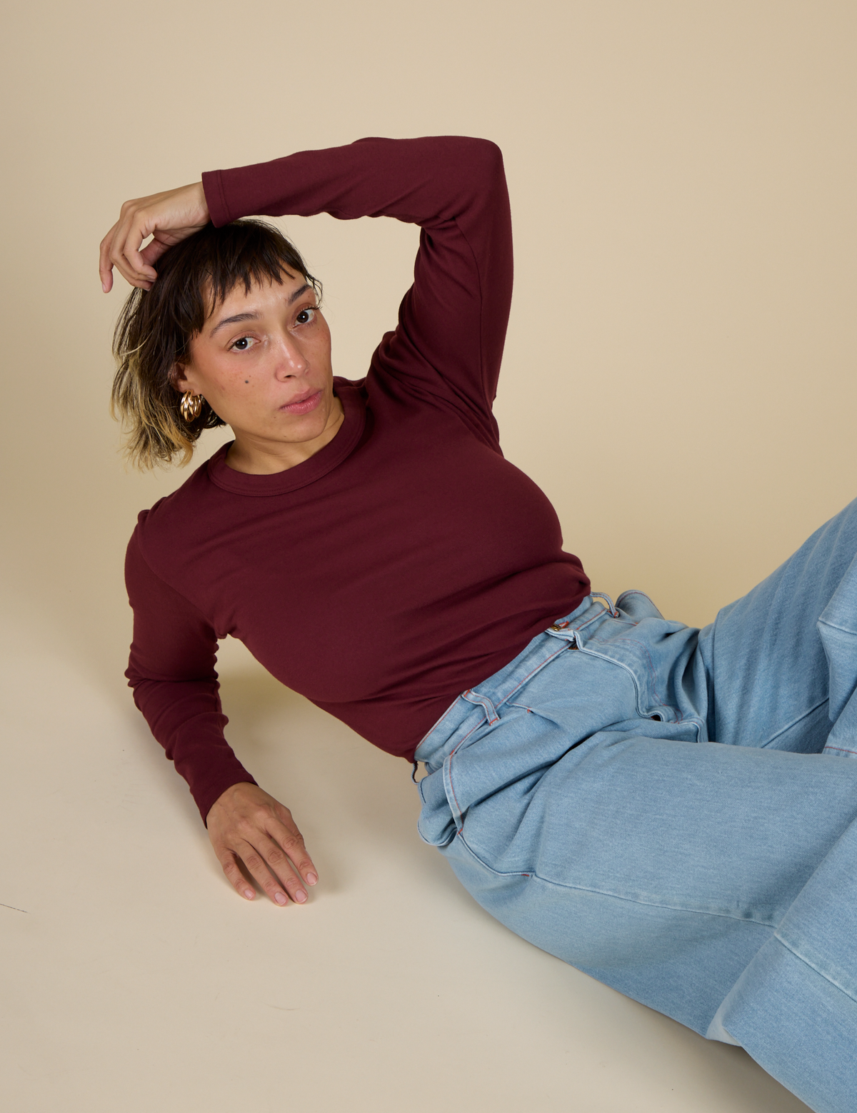 Mika in the Red wine Long Sleeve Baby Tee