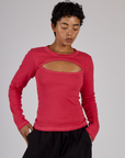 Mika wearing the Hot Pink Long Sleeve Porthole Tee