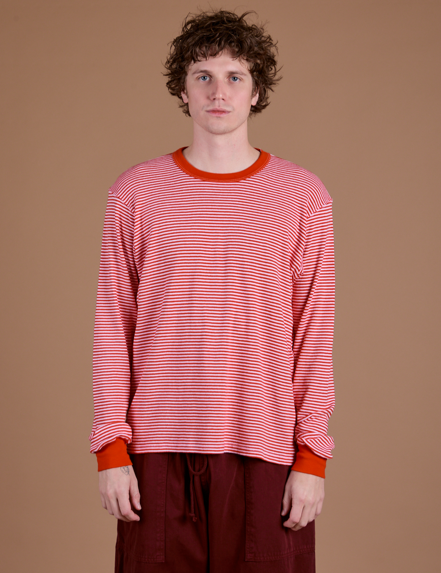 Long Sleeve Burly Tee in Red/White Stripe worn by Quinn