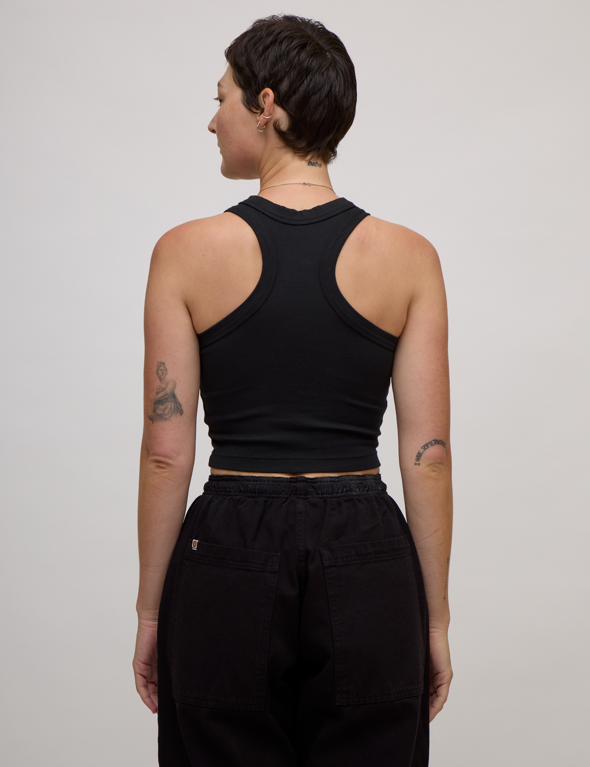 Back view of the Basic Black Deep Cut Racerback 