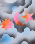 Fabric close up of the Dark Cloud & Sky Airbrush Vintage Tee