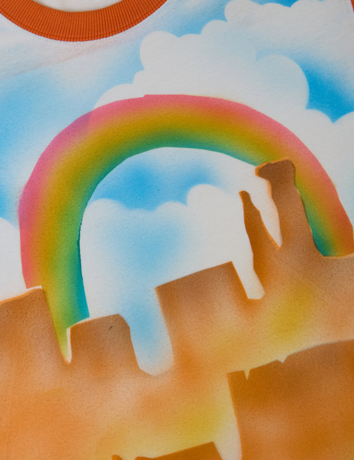 Fabric close up of the Orange Mesa Airbrush Vintage Tee
