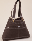 Angled view of Overall Handbag in Espresso Brown