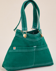 Angled view of Overall Handbag in Hunter Green