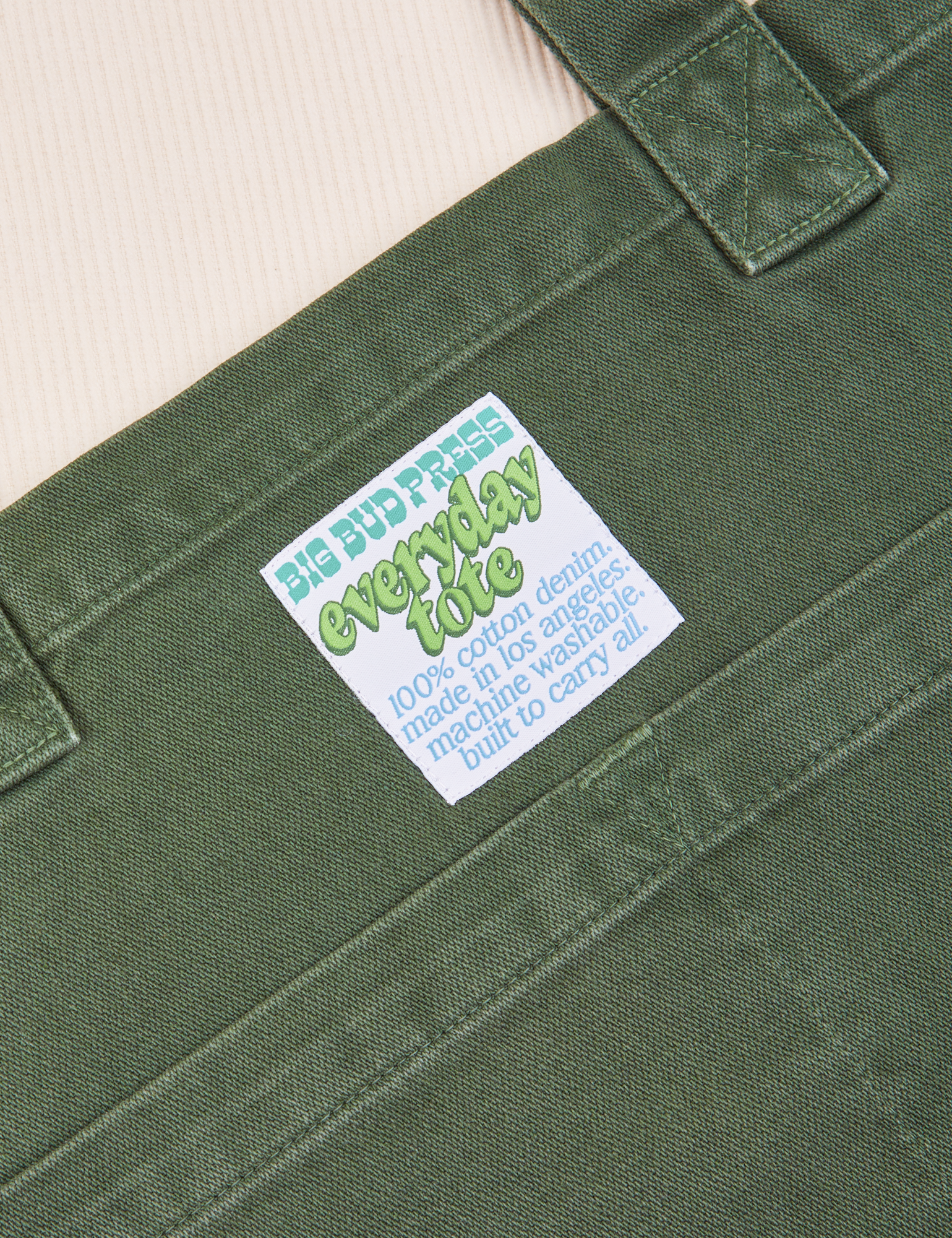 Close up of Everyday Tote Bag in Dark Emerald Green