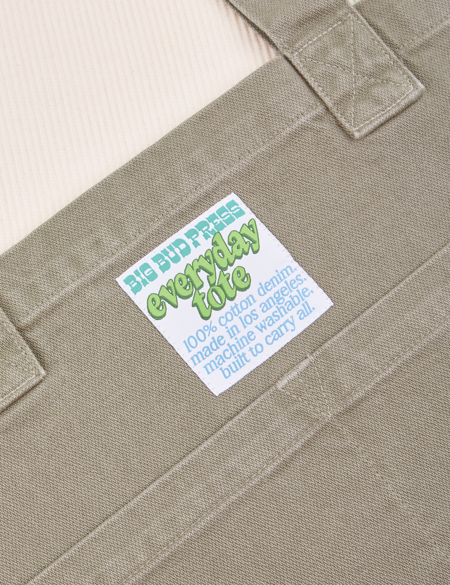 Close up of Everyday Tote Bag in Khaki Grey