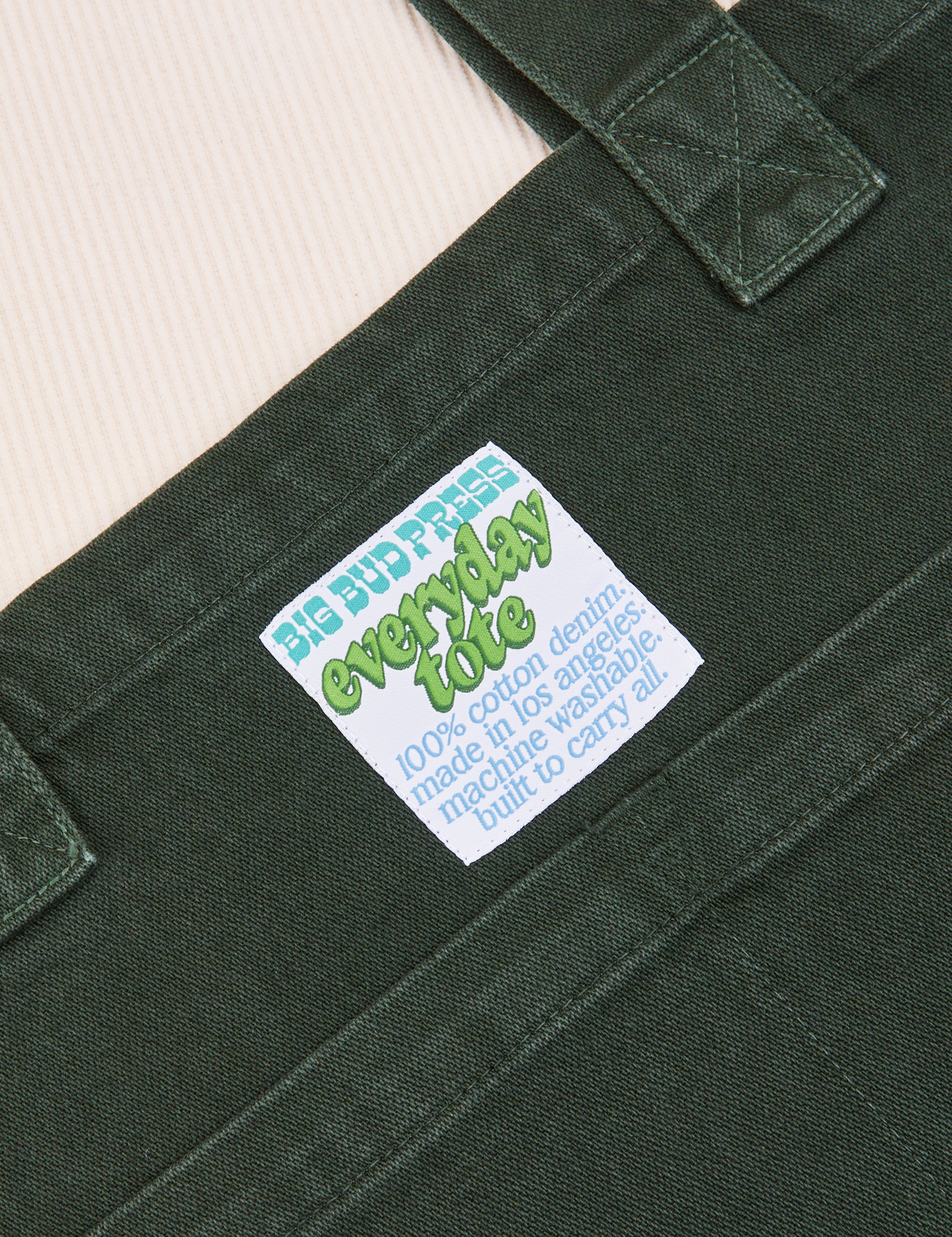 Close up of Everyday Tote Bag in Swamp Green