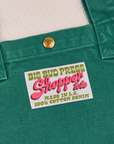 Shopper Tote Bag in Hunter Green label close up