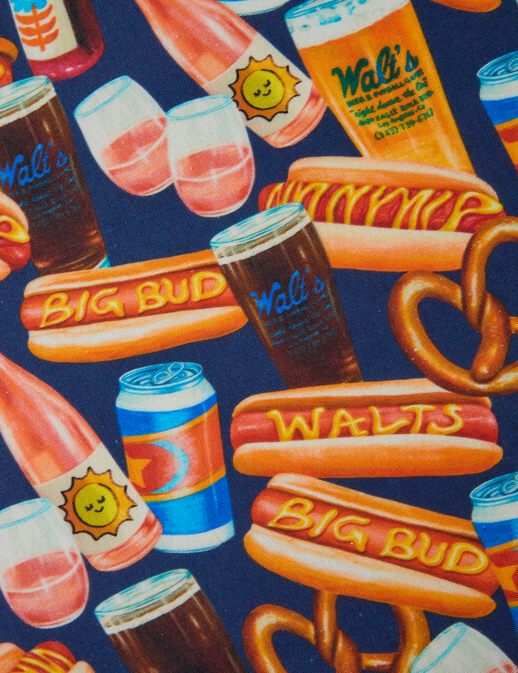Hot Dogs & Beer & Wine & Pretzels Pantry Button-Up – BIG BUD PRESS