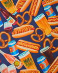 Short Sleeve Jumpsuit - Hot Dog & Beer & Wine & Pretzels