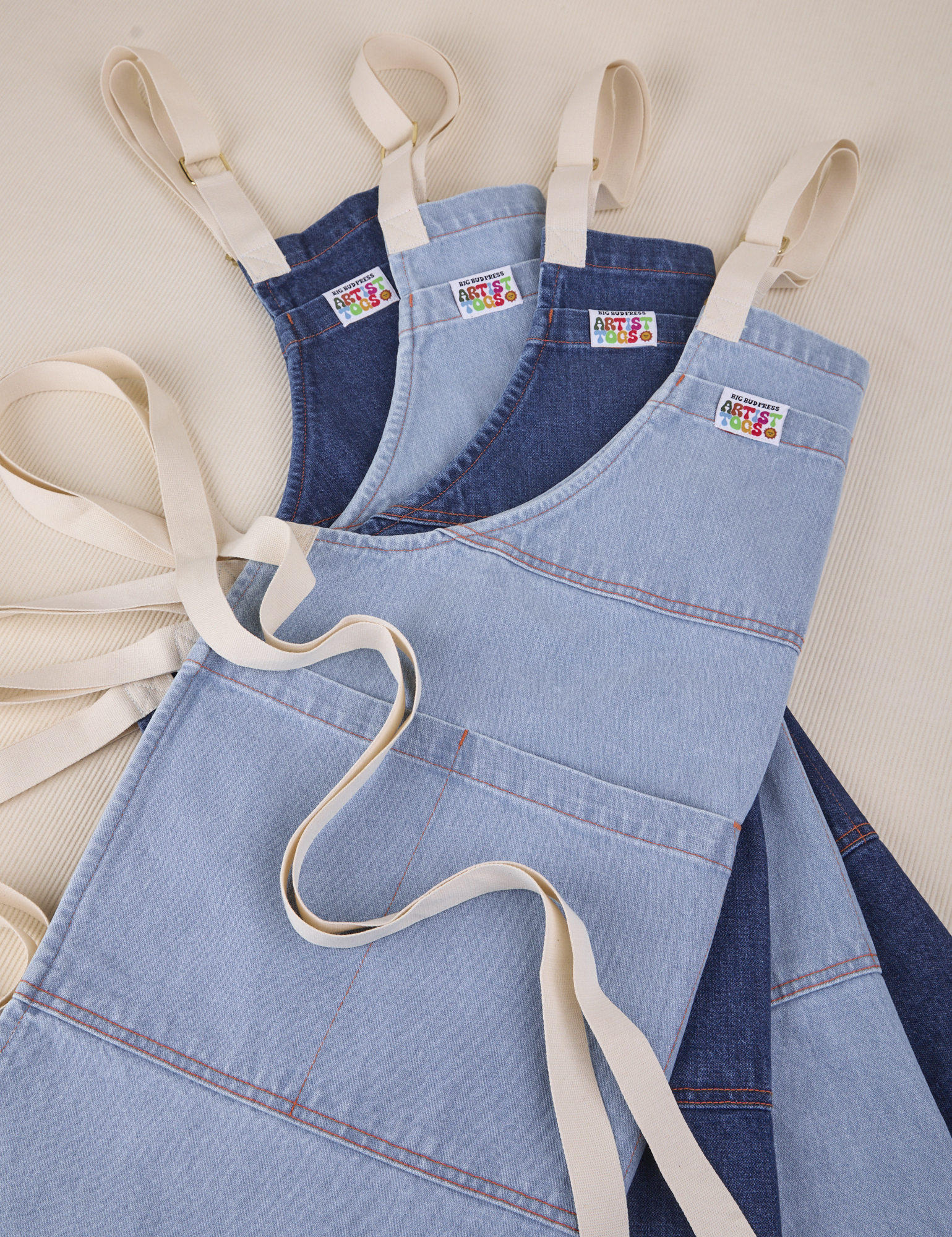 Full Indigo Denim Apron in light wash and dark wash