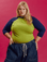 Juliet is 5'7" and wearing L Gross Green/Navy Colorblock Raglan Tee