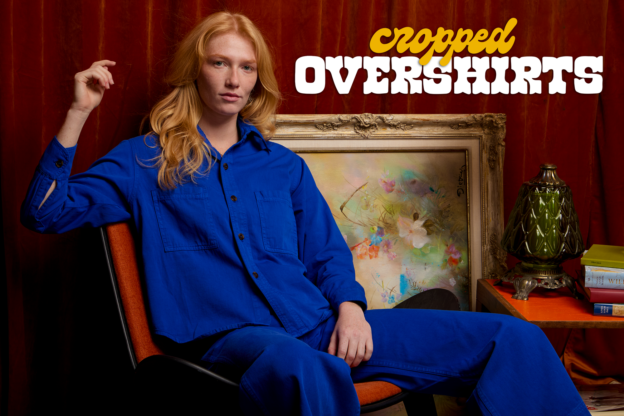 Cropped Overshirt in Royal Blue on Margaret