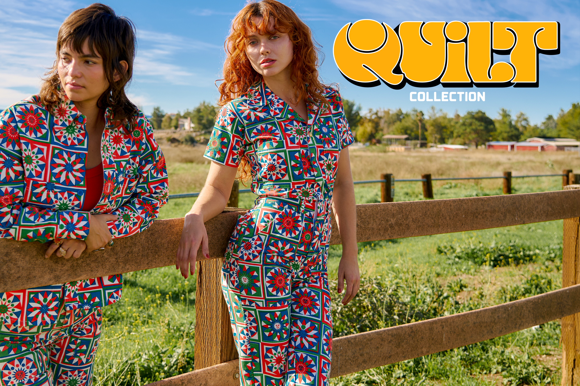 Short Sleeve Jumpsuit and Work Jacket in the Quilt Print