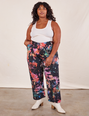 Rainbow Magic Waters Work Pants on Morgan wearing vintage off-white Tank Top