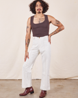 Jesse is 5'8" and wearing XS Western Pants in Vintage Tee Off-White paired with an espresso brown Tank Top