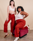 Work Pants in Paprika on Alex and Morgan