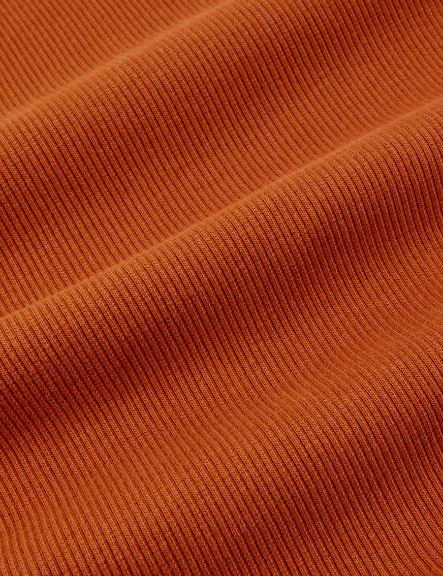 Long Sleeve V-Neck Tee in Burnt Terracotta fabric detail