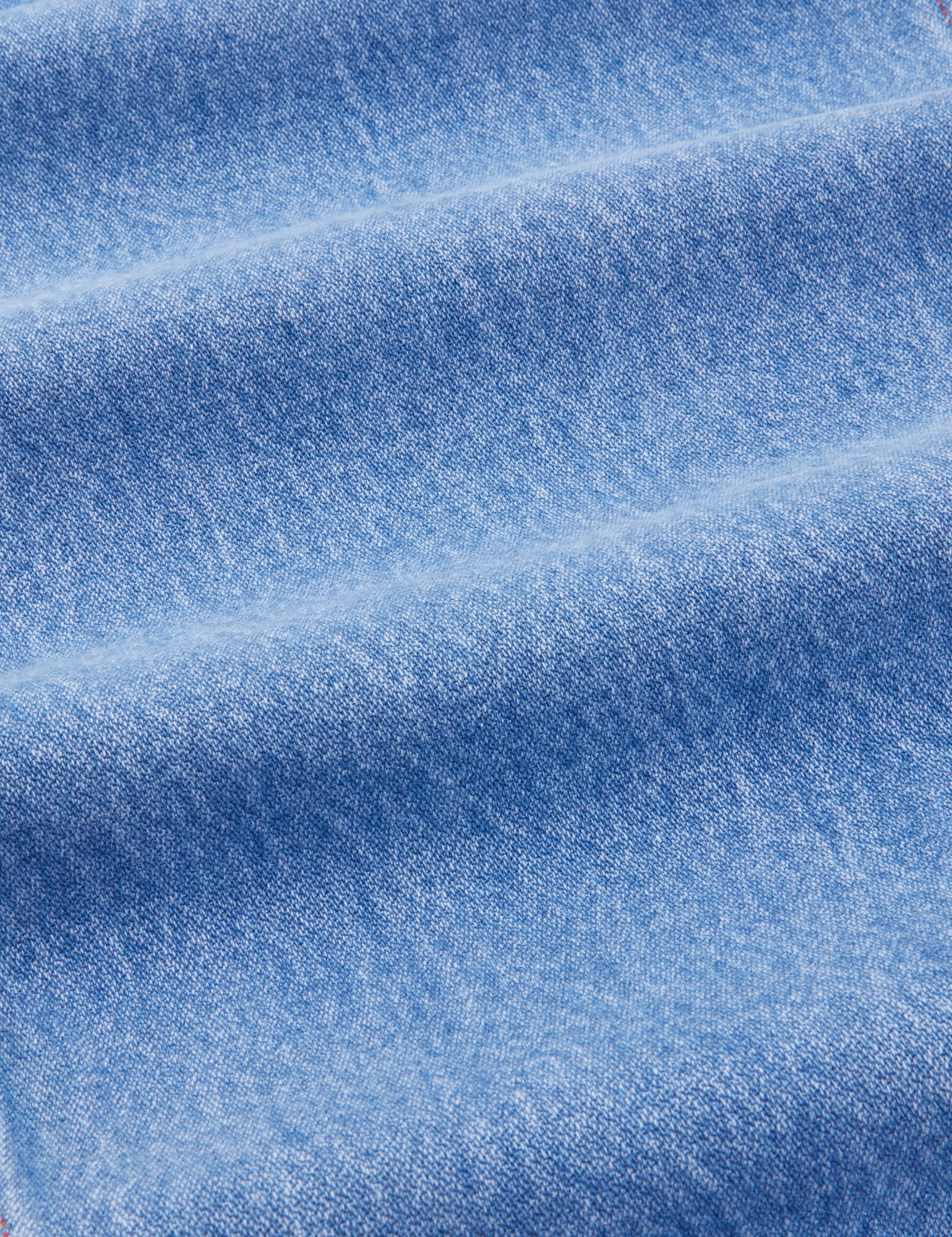 Indigo Denim Original Overalls in Light Wash fabric detail close up