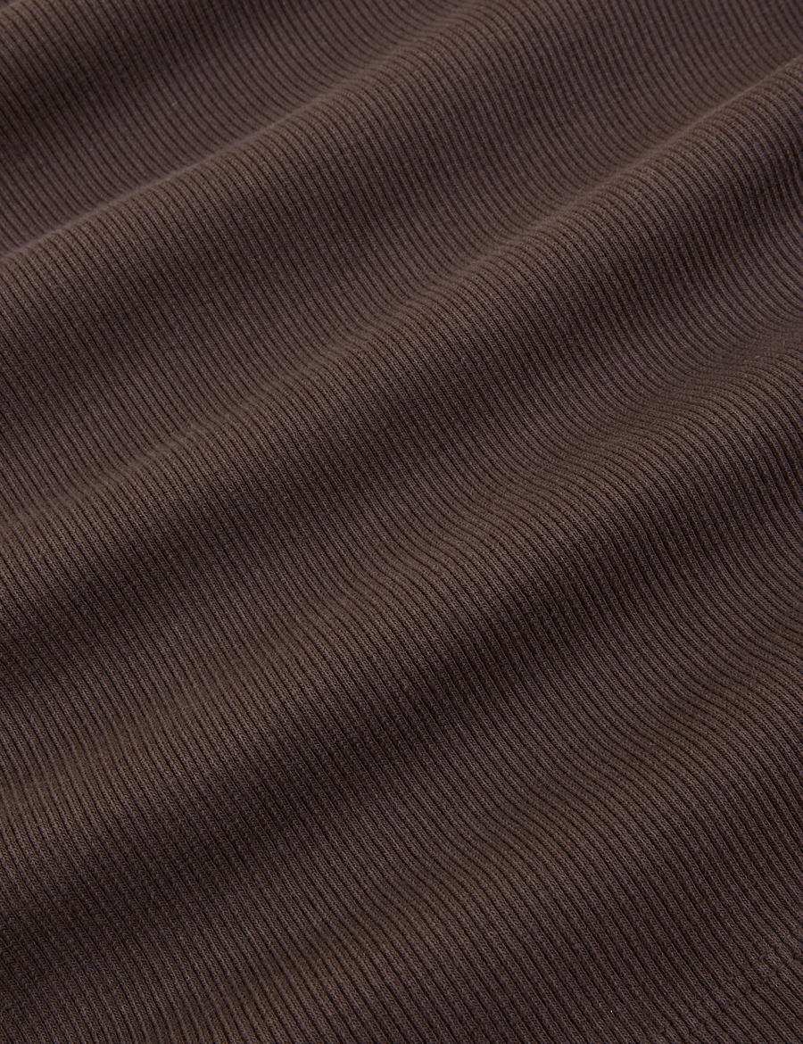 Long Sleeve V-Neck Tee in Espresso Brown fabric detail
